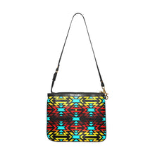 Load image into Gallery viewer, Black Fire and Turquoise Small Shoulder Bag (Model 1710) Small Shoulder Bag (1710) e-joyer 
