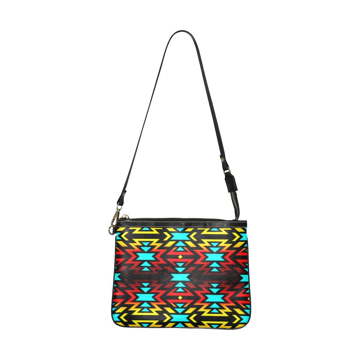 Black Fire and Turquoise Small Shoulder Bag (Model 1710) Small Shoulder Bag (1710) e-joyer 