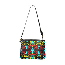 Load image into Gallery viewer, Black Fire and Turquoise Small Shoulder Bag (Model 1710) Small Shoulder Bag (1710) e-joyer 
