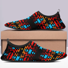 Load image into Gallery viewer, Black Fire and Turquoise Sockamoccs Kid&#39;s Slip On Shoes 49 Dzine 
