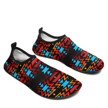 Load image into Gallery viewer, Black Fire and Turquoise Sockamoccs Kid&#39;s Slip On Shoes 49 Dzine 
