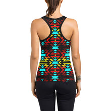 Load image into Gallery viewer, Black Fire and Turquoise Women&#39;s Racerback Tank Top (Model T60) Racerback Tank Top (T60) e-joyer 
