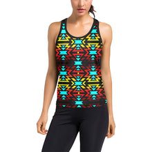 Load image into Gallery viewer, Black Fire and Turquoise Women&#39;s Racerback Tank Top (Model T60) Racerback Tank Top (T60) e-joyer 
