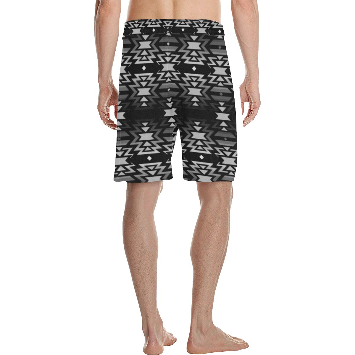 Black Fire Black and Gray Men's All Over Print Casual Shorts (Model L23) Men's Casual Shorts (L23) e-joyer 