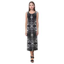 Load image into Gallery viewer, Black Fire Black and Gray Phaedra Sleeveless Open Fork Long Dress (Model D08) Phaedra Sleeveless Open Fork Long Dress (D08) e-joyer 
