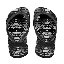 Load image into Gallery viewer, Black Fire Black and White Flip Flops 49 Dzine 
