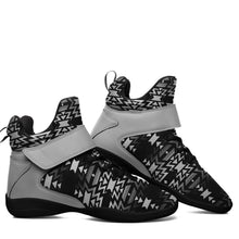 Load image into Gallery viewer, Black Fire Black and White Ipottaa Basketball / Sport High Top Shoes - Black Sole 49 Dzine 
