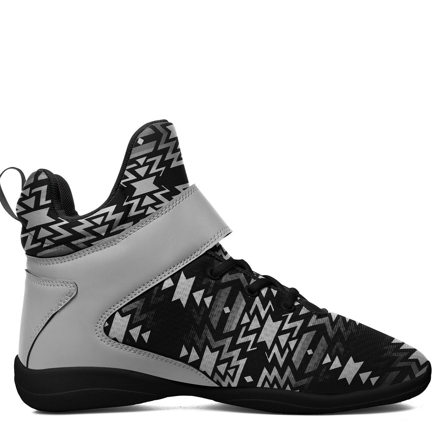 Black Fire Black and White Ipottaa Basketball / Sport High Top Shoes - Black Sole 49 Dzine 