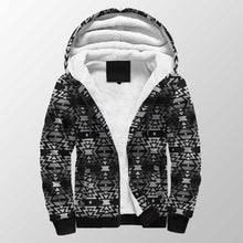 Load image into Gallery viewer, Black Fire Black and White Sherpa Hoodie 49 Dzine 
