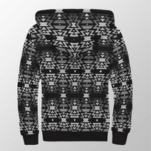 Load image into Gallery viewer, Black Fire Black and White Sherpa Hoodie 49 Dzine 
