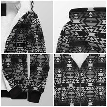 Load image into Gallery viewer, Black Fire Black and White Sherpa Hoodie 49 Dzine 
