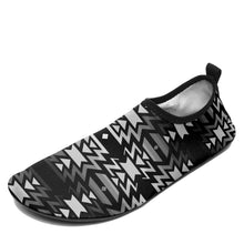 Load image into Gallery viewer, Black Fire Black and White Sockamoccs Kid&#39;s Slip On Shoes 49 Dzine 
