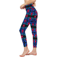 Load image into Gallery viewer, Black Fire Dragonfly All Over Print High-Waisted Leggings (Model L36) High-Waisted Leggings (L36) e-joyer 
