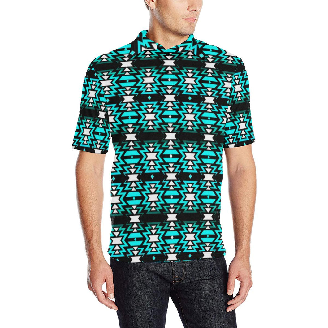 Black Fire Firefly Men's All Over Print Polo Shirt (Model T55) Men's Polo Shirt (Model T55) e-joyer 