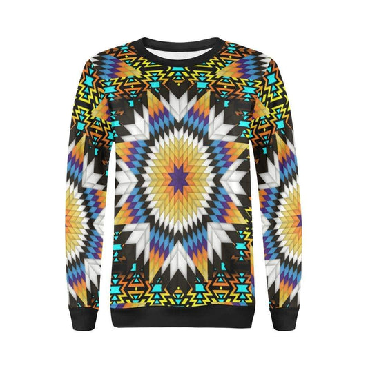 Black Fire Star All Over Print Crewneck Sweatshirt for Women (Model H18) Crewneck Sweatshirt for Women (H18) e-joyer 