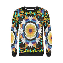 Load image into Gallery viewer, Black Fire Star All Over Print Crewneck Sweatshirt for Women (Model H18) Crewneck Sweatshirt for Women (H18) e-joyer 
