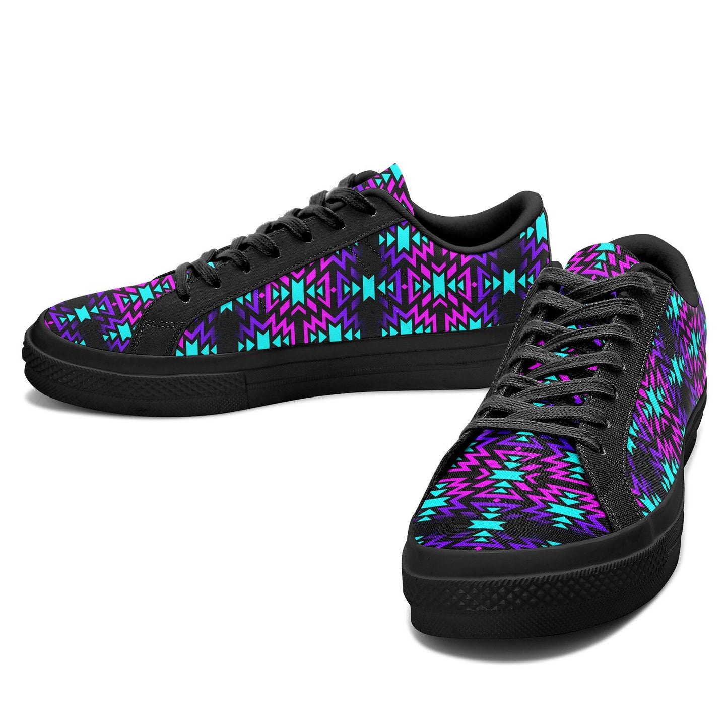 Black Fire Winter Sunset Aapisi Low Top Canvas Shoes Black Sole 49 Dzine 