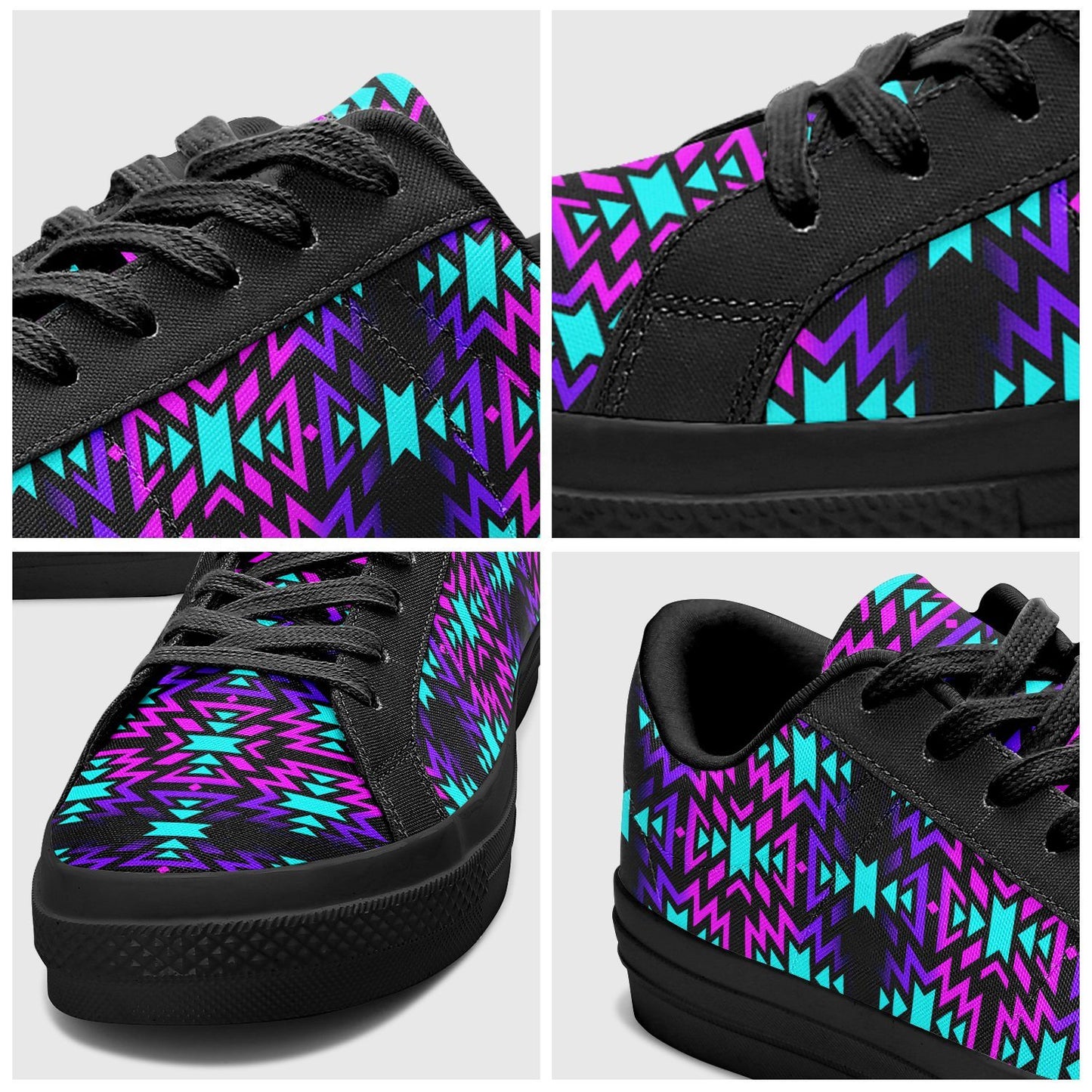 Black Fire Winter Sunset Aapisi Low Top Canvas Shoes Black Sole 49 Dzine 