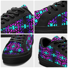 Load image into Gallery viewer, Black Fire Winter Sunset Aapisi Low Top Canvas Shoes Black Sole 49 Dzine 
