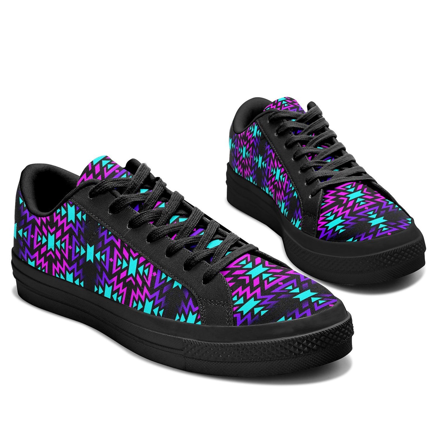 Black Fire Winter Sunset Aapisi Low Top Canvas Shoes Black Sole 49 Dzine 