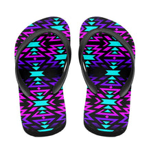 Load image into Gallery viewer, Black Fire Winter Sunset Flip Flops 49 Dzine 
