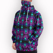 Load image into Gallery viewer, Black Fire Winter Sunset Hoodie with Face Cover 49 Dzine 
