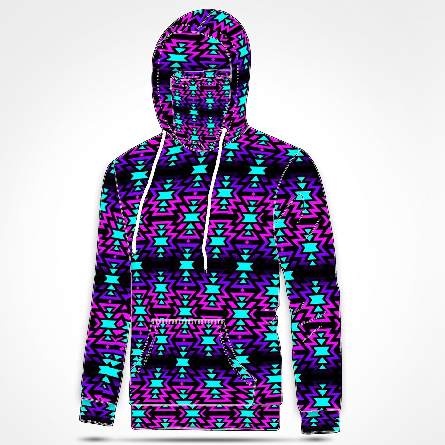 Black Fire Winter Sunset Hoodie with Face Cover 49 Dzine 