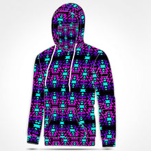 Load image into Gallery viewer, Black Fire Winter Sunset Hoodie with Face Cover 49 Dzine 
