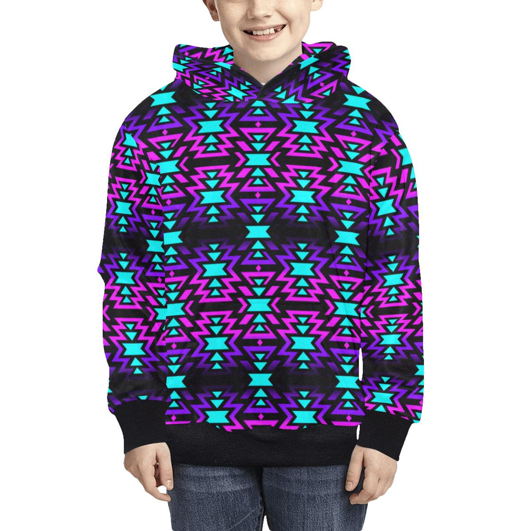 Black Fire Winter Sunset Kids' All Over Print Hoodie (Model H38) Kids' AOP Hoodie (H38) e-joyer 