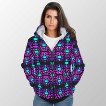 Load image into Gallery viewer, Black Fire Winter Sunset Sherpa Hoodie 49 Dzine 
