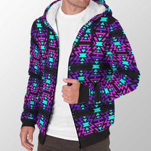 Load image into Gallery viewer, Black Fire Winter Sunset Sherpa Hoodie 49 Dzine 
