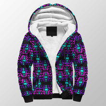 Load image into Gallery viewer, Black Fire Winter Sunset Sherpa Hoodie 49 Dzine 
