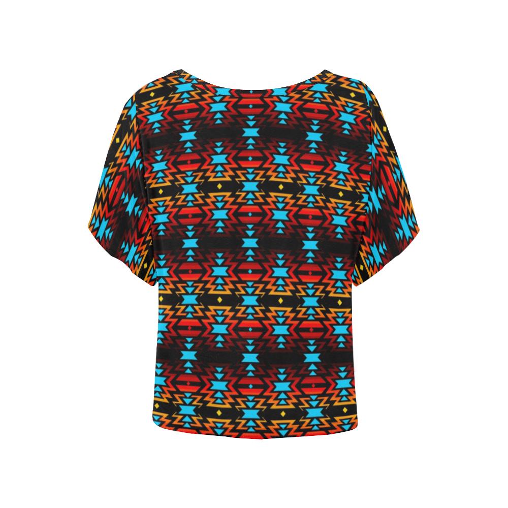 Black Fire Women's Batwing-Sleeved Blouse T shirt (Model T44) Women's Batwing-Sleeved Blouse T shirt (T44) e-joyer 