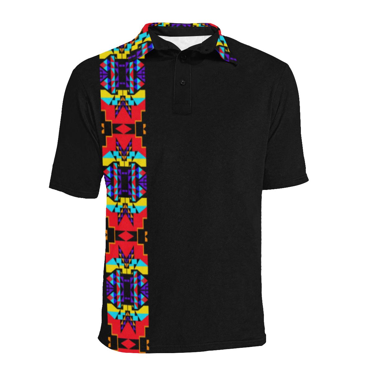 Black II Blanket Strip Men's All Over Print Polo Shirt (Model T55) Men's Polo Shirt (Model T55) e-joyer 