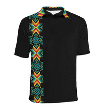 Load image into Gallery viewer, Black III Blanket Strip Men&#39;s All Over Print Polo Shirt (Model T55) Men&#39;s Polo Shirt (Model T55) e-joyer 
