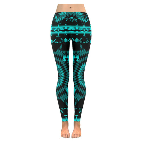 Black Sky Star Low Rise Leggings (Invisible Stitch) (Model L05) Low Rise Leggings (Invisible Stitch) (L05) e-joyer 