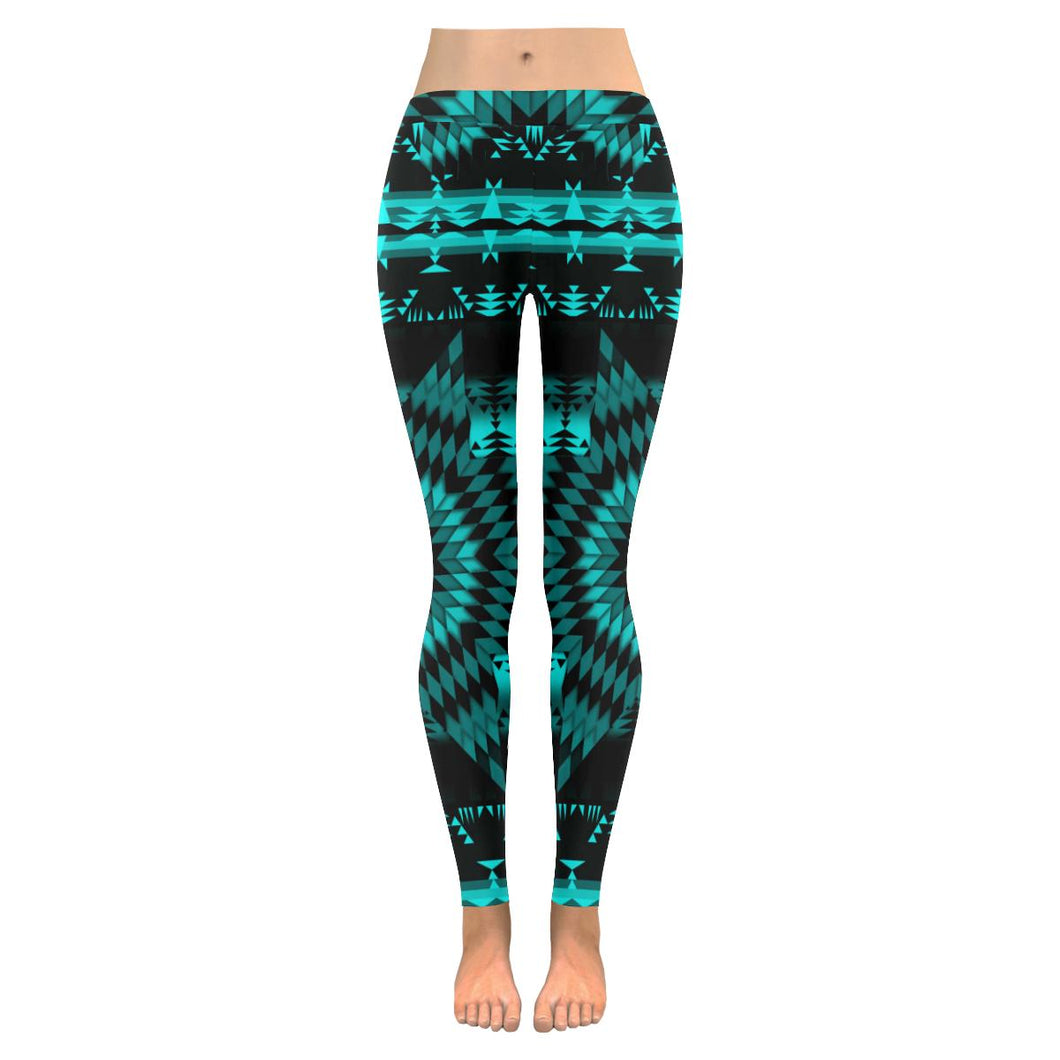 Black Sky Star Low Rise Leggings (Invisible Stitch) (Model L05) Low Rise Leggings (Invisible Stitch) (L05) e-joyer 