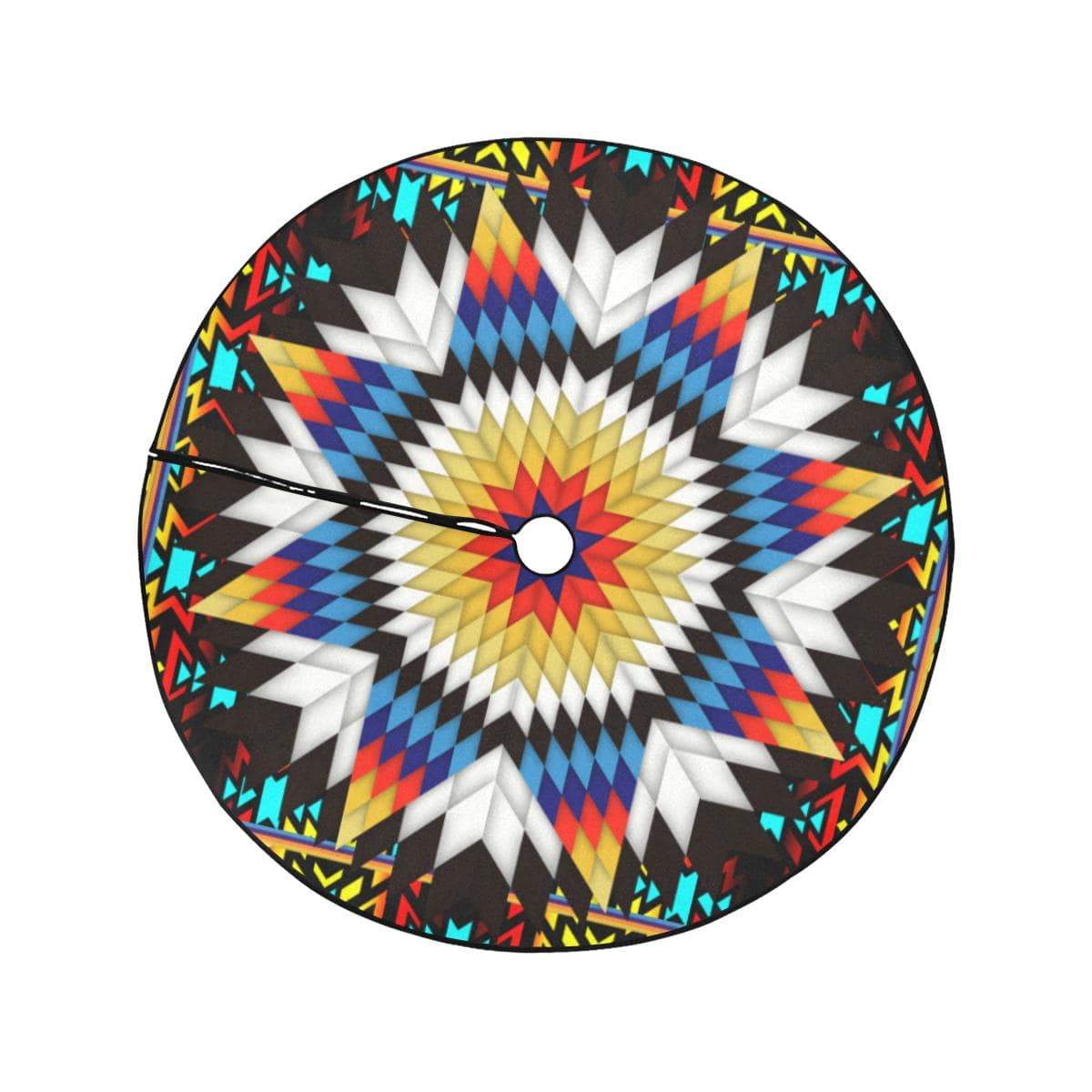 Blackfire and Turquoise Star Christmas Tree Skirt 47" x 47" Christmas Tree Skirt e-joyer 