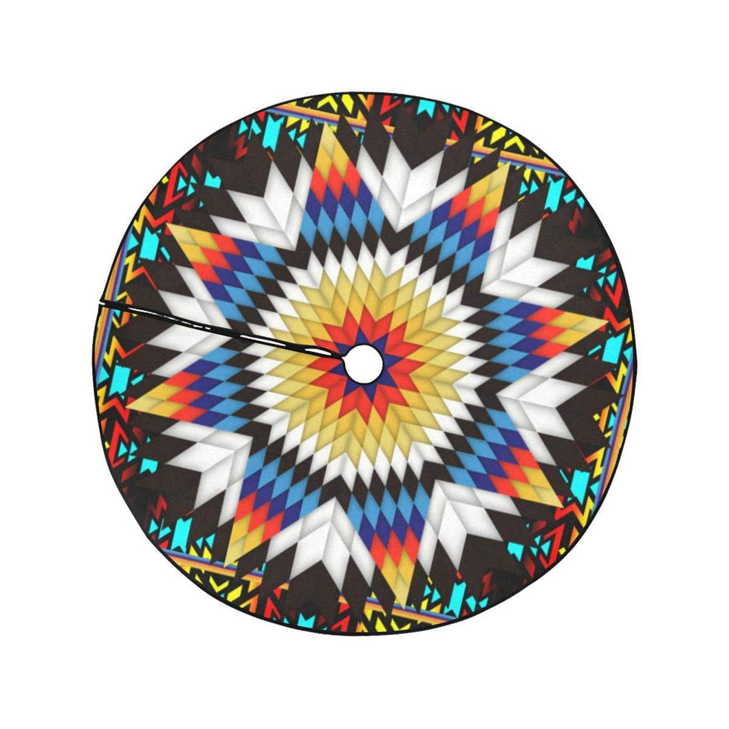 Blackfire and Turquoise Star Christmas Tree Skirt 47