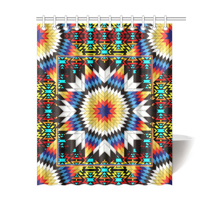 Blackfire and Turquoise Star Shower Curtain 60"x72" Shower Curtain 60"x72" e-joyer 