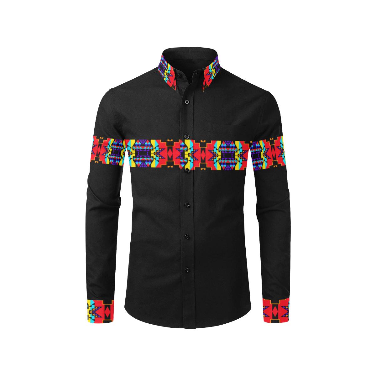 Blanket Strip Black III-1 Men's All Over Print Casual Dress Shirt (Model T61) Men's Dress Shirt (T61) e-joyer 