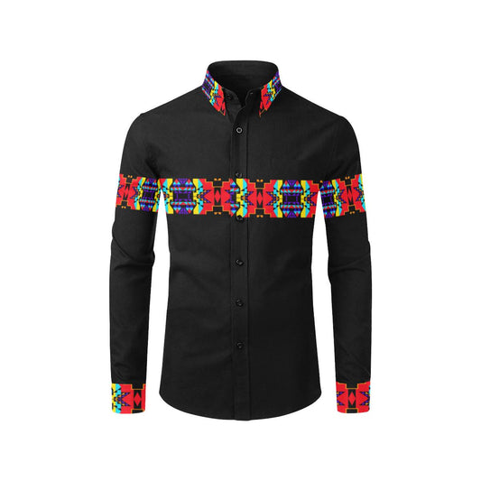 Blanket Strip Black III-1 Men's All Over Print Casual Dress Shirt (Model T61) Men's Dress Shirt (T61) e-joyer 