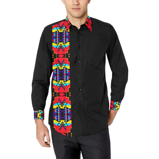 Blanket Strip Black III Men's All Over Print Casual Dress Shirt (Model T61) Men's Dress Shirt (T61) e-joyer 