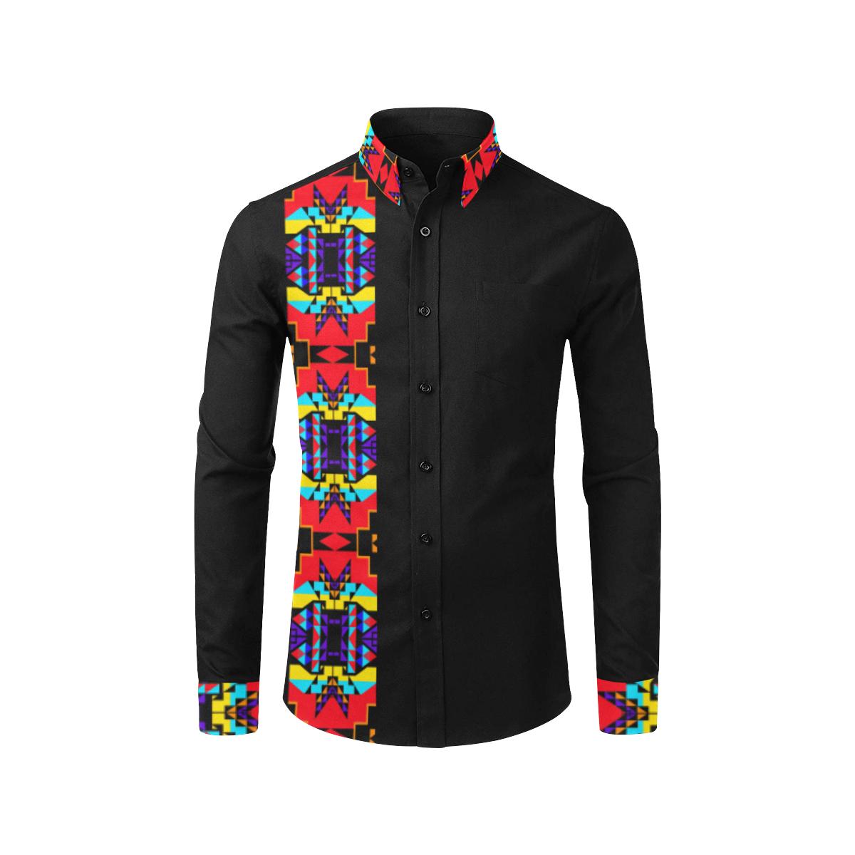 Blanket Strip Black III Men's All Over Print Casual Dress Shirt (Model T61) Men's Dress Shirt (T61) e-joyer 