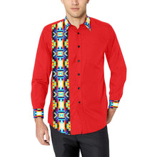 Load image into Gallery viewer, Blanket Strip Red Men&#39;s All Over Print Casual Dress Shirt (Model T61) Men&#39;s Dress Shirt (T61) e-joyer 
