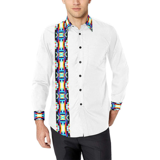 Blanket Strip White II Men's All Over Print Casual Dress Shirt (Model T61) Men's Dress Shirt (T61) e-joyer 