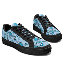 Load image into Gallery viewer, Blue Floral Amour Aapisi Low Top Canvas Shoes Black Sole aapisi Herman 
