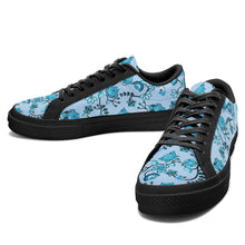 Load image into Gallery viewer, Blue Floral Amour Aapisi Low Top Canvas Shoes Black Sole aapisi Herman 
