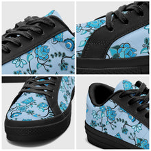 Load image into Gallery viewer, Blue Floral Amour Aapisi Low Top Canvas Shoes Black Sole aapisi Herman 
