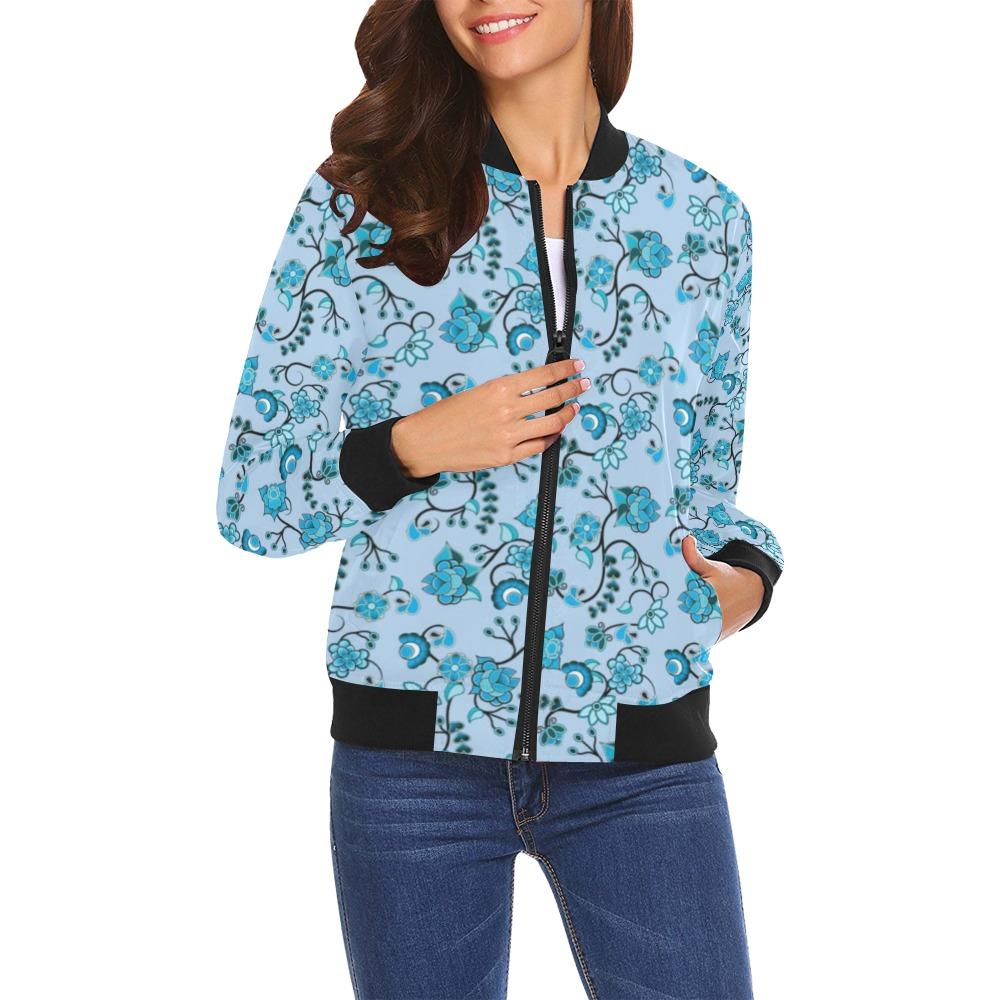 Blue Floral Amour All Over Print Bomber Jacket for Women (Model H19) All Over Print Bomber Jacket for Women (H19) e-joyer 